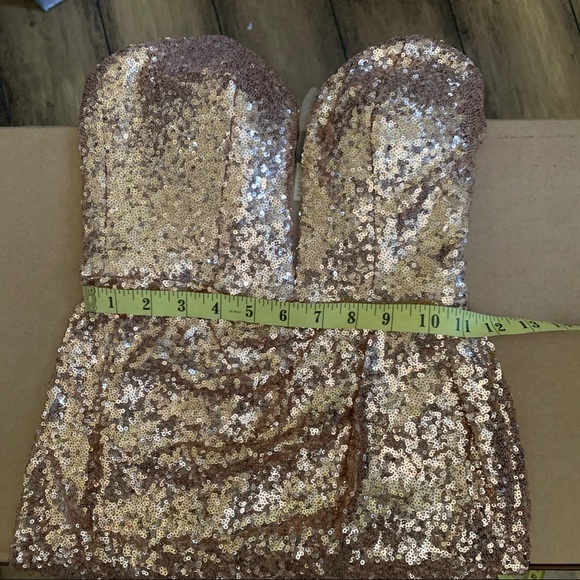 NWOT LA FEMME ROSE GOLD SEQUIN DRESS - Picture 13 of 16